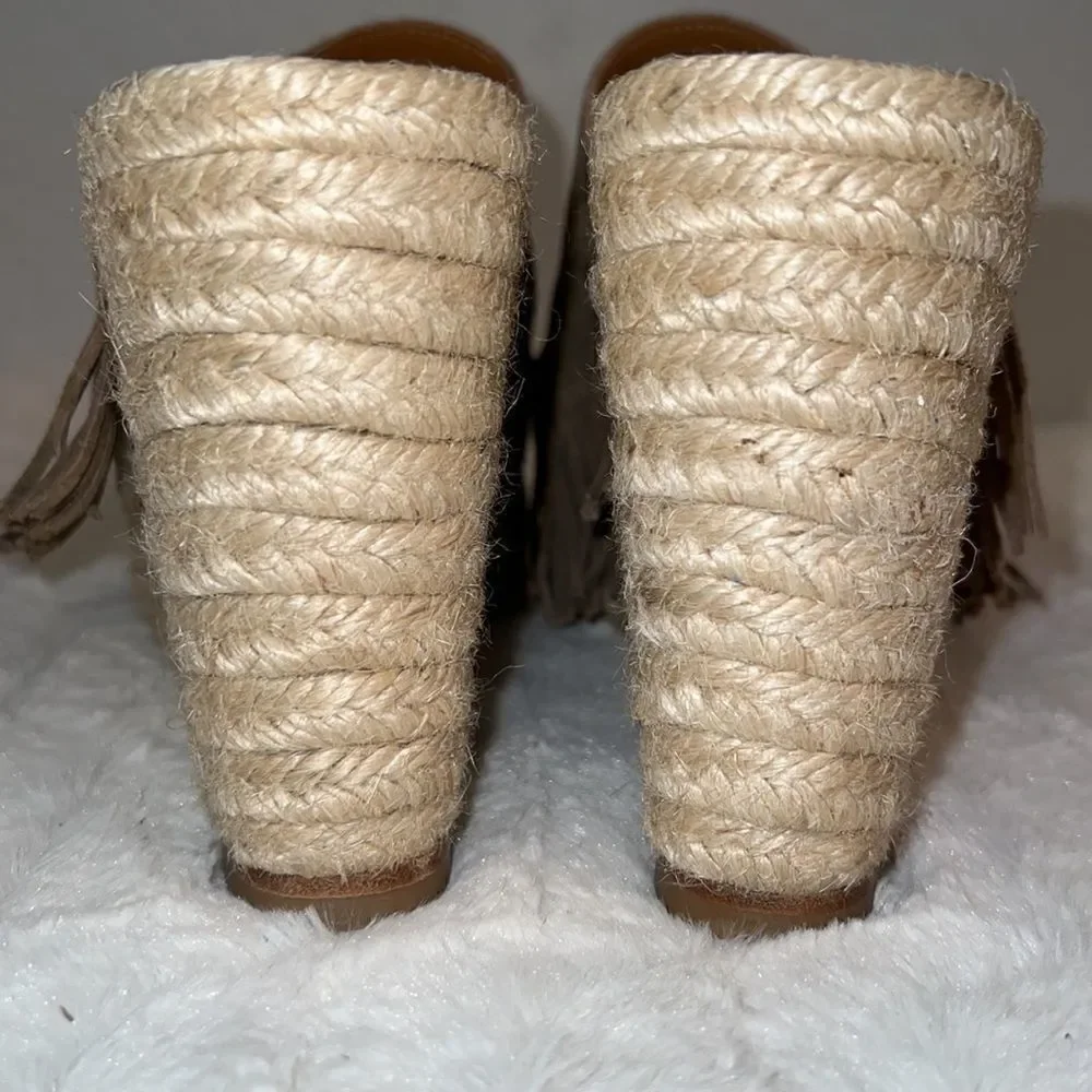 Chloe Platform Suede Fringe Espadrilles Size EU 37/ US 7